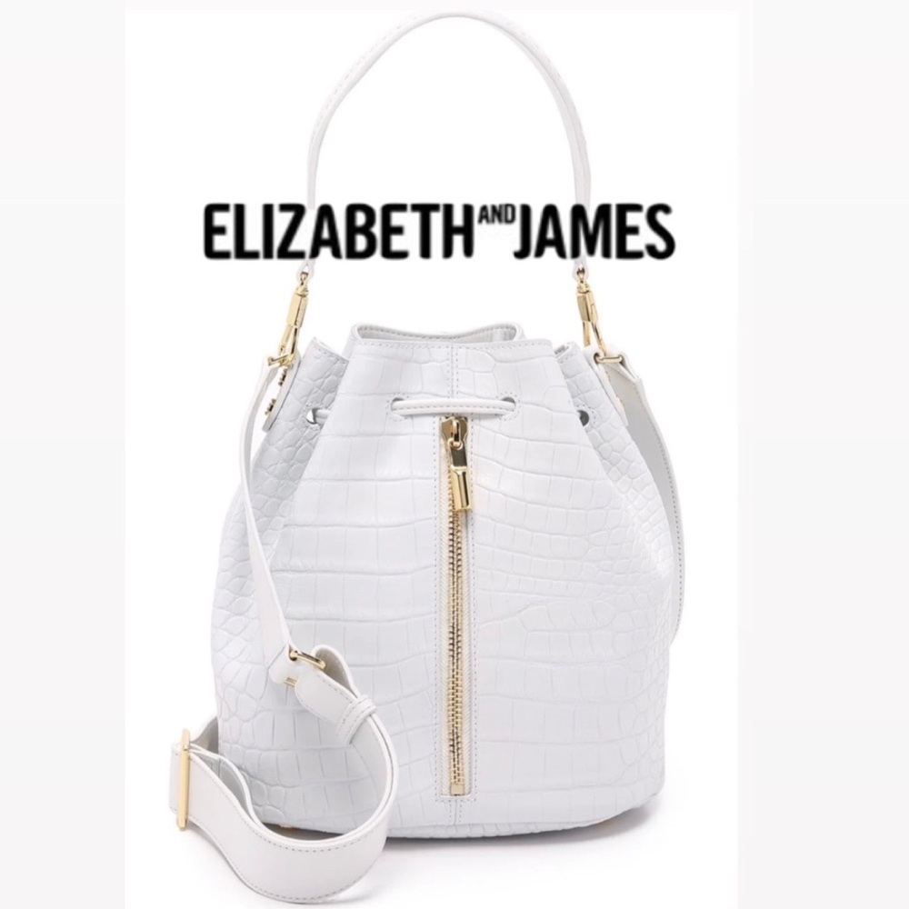 Elizabeth & James White Croc Embossed Bucket Bag